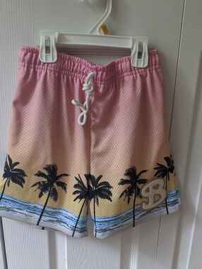 Bucket Squad- youth XL Tropical Palm Tree Print Basketball Shorts